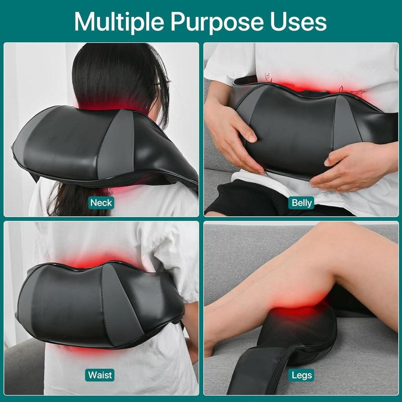 Neck Massager Roller with Heat Back Massager Deep Tissue，Neck and Shoulder Massager Pillow for Shoulder, Leg, Body Muscle Pain Relief Suitable for use at Home Office car