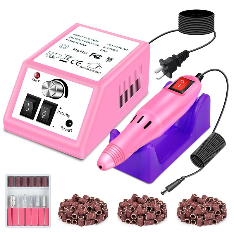 Portable Electric Nail Drill, 1 Set Nail Polishing Machine with 150pcs Sand Rings, Variable Speed Electric Nail File Tool, DIY Nail Art Tool for Summer Gifts, Back To School, Nail Art Equipement