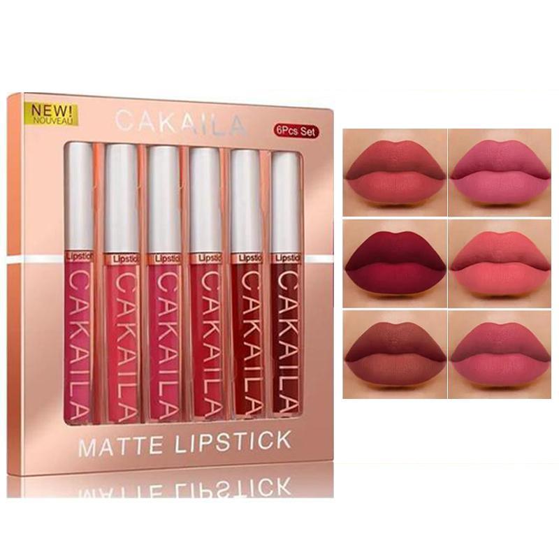 Long-lasting Matte Liquid Lipstick Set, 6 Counts set Waterproof Lip Gloss, Suitable for All Skins, Girls and Women Makeup Accessories