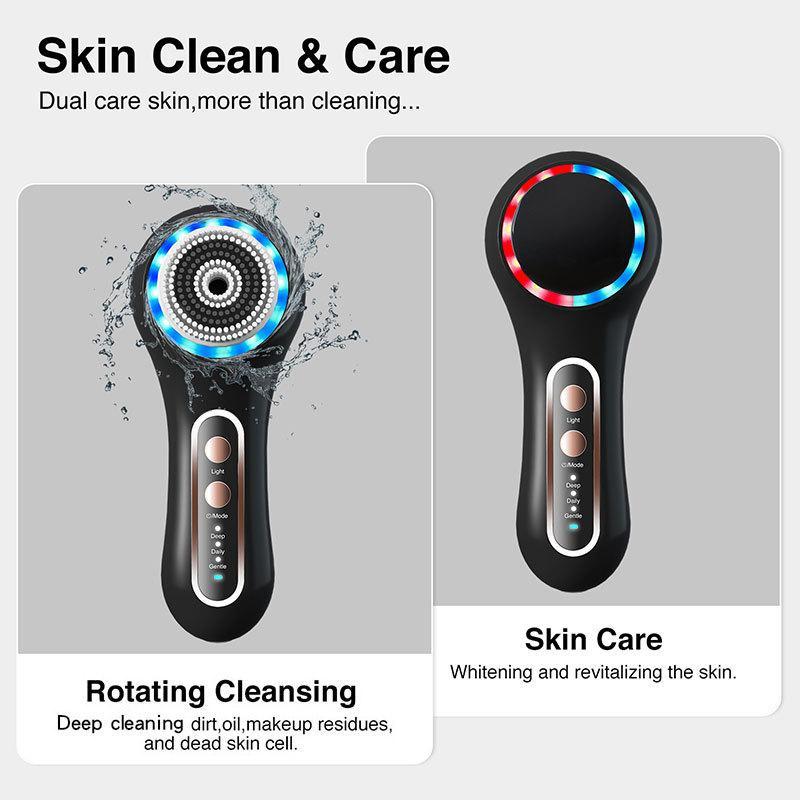 Electric Facial Cleansing Brush, 1 Box Rechargeable Waterproof Facial Scrubber with 5 Brush Heads, Facial Skin Care Tool for Exfoliating, Massaging