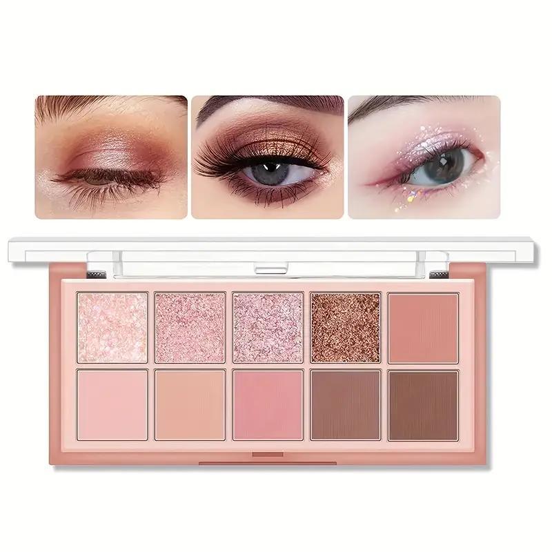 10 Color Eyeshadow Palette, Long Lasting Shimmering Eye Shadow Makeup Palette, High Pigmented Blendable Eyeshadow Powder for All Styles and Occasions