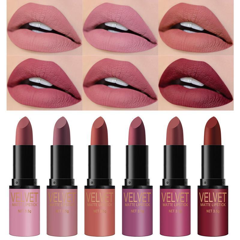 Long Lasting Matte Lipstick (6 Counts set), Moisturizing Matte Lipstick, Suitable for All Occasions Lip Makeup, Girls and Women Makeup Accessories