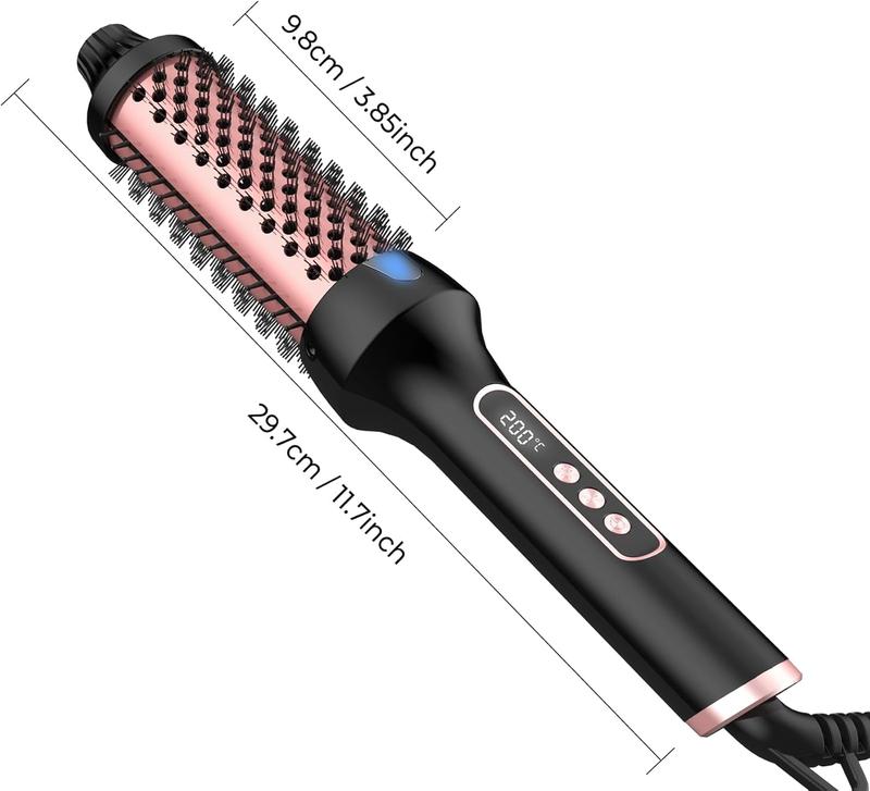 Thermal Brush 1.5'', Upgrade to 400 °F Curling Iron Curling Brush, 9 Temps Heated Round Brush Thermal Round Brush with LCD Display, 2 PTC Ceramic Tourmaline Ionic Hair Curler Hair Styling Tools