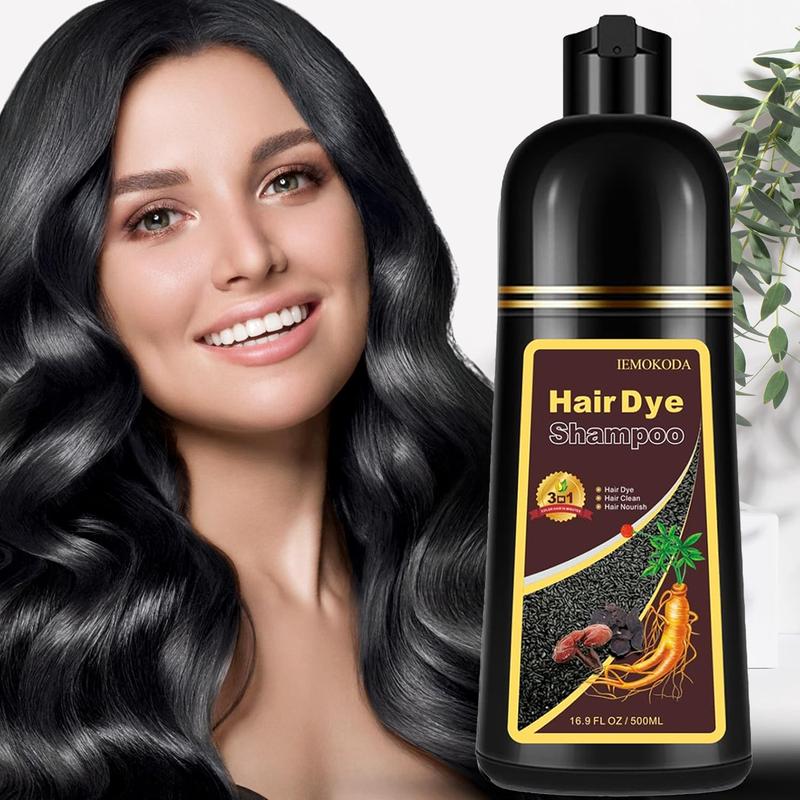 Black Hair Dye Shampoo,Gray Hair Coverage, 3-in-1 Unisex Hair Color Shampoo With Natural Ingredients, No Skin-Stain - Ammonia Free. Haircare