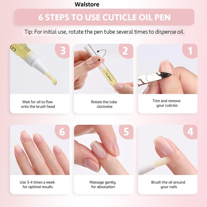 Cuticle Oil Pen Set with Vitamin E for Nourished and Revitalized Nails Professional Nail Growth Treatment & Repair Nail Care Kit Nail Art By Walstore