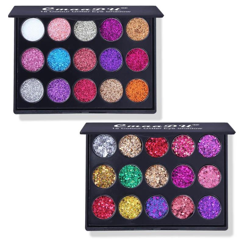 Random Color Eyeshadow Palette, 1 Count 15 Colors Glitter Eyeshadow Palette, Eye Shadow Powder Makeup Pallet