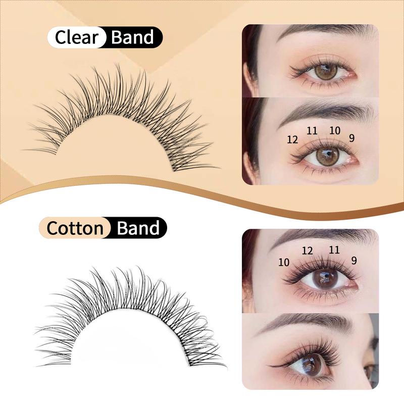 FEEGO Natural Lash Clear Band Cotton Band Clusters DIY 168 Pcs C Curl 9-12mm Eyelashes Extensions Wispy Individual Cluster Lashes Extension