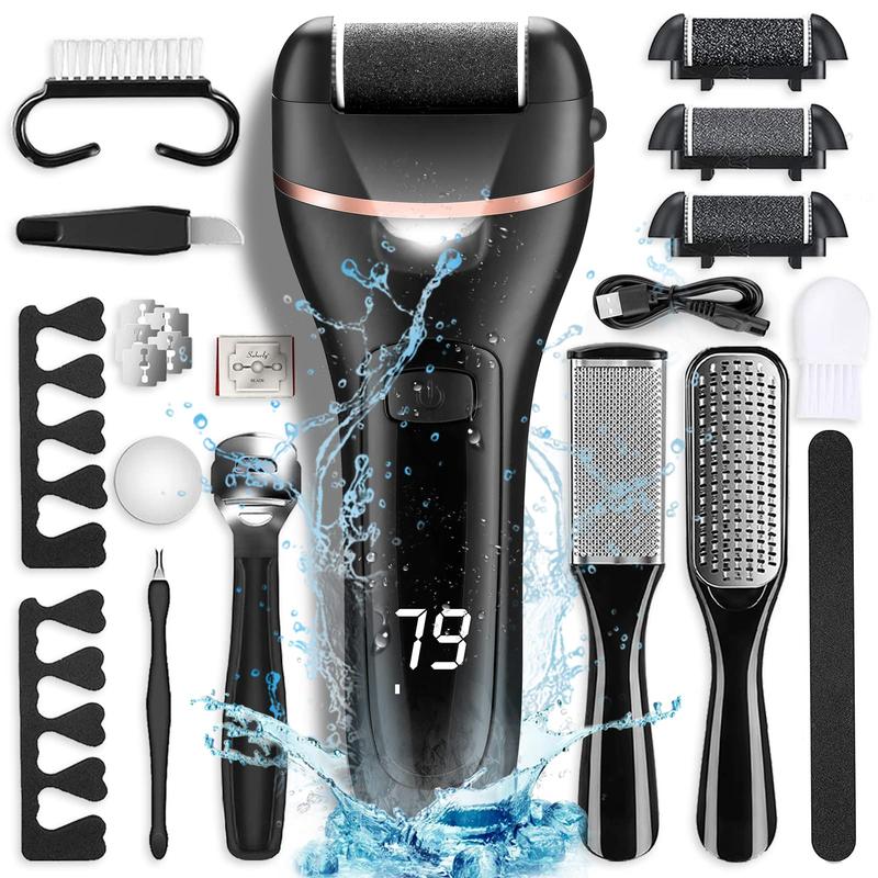 17 in 1 Pedicure Kit, Professional Pedicure Tools Foot Rasp Foot Dead Skin Remover for Home & Salon Care, HUONUL Electric Callus Remover for Feet with Rechargeable Waterproof, Gift For Mom, Dad, Family