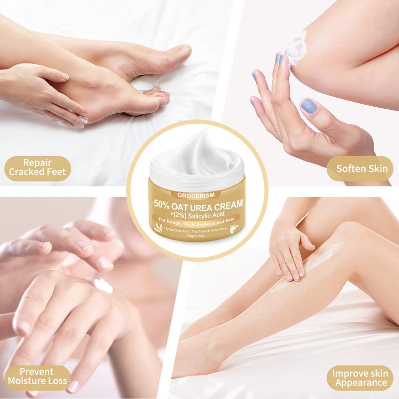 [Cyber Week]50% Urea Cream with Oat Extract Foot & Hand Cream with 2% Salicylic Acid, Hyaluronic Acid, Hydration, Callus Removal, for Cracked Heels