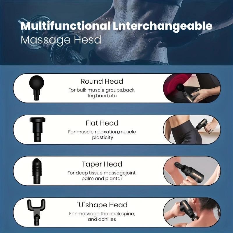 Handheld Massager, 1 Set Deep Tissue Muscle Massager with Multifunctional Replacement Heads, Portable Muscle Massage Tool for Fall, Personal Care Appliances, Massagers for Neck, Ideal Gift for Halloween & Christmas, Winter Gift