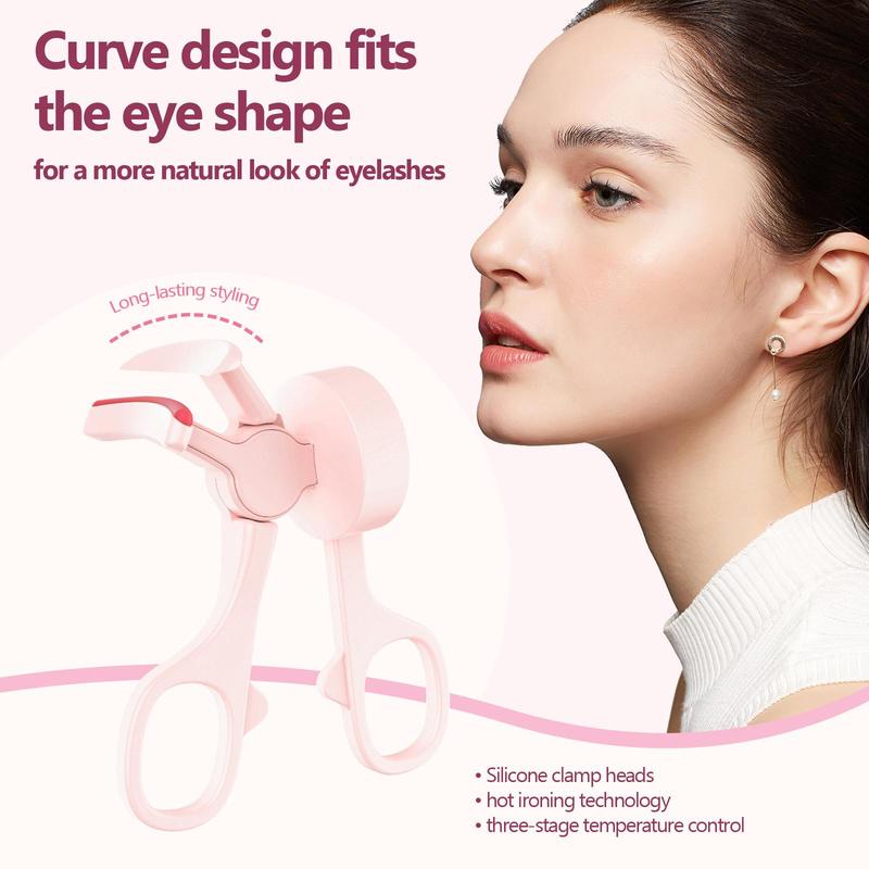 Borderless Design Heated Eyelash Curler, Long Lasting Eye Lash Curling Maker, Professional Eye Makeup Tools for Women