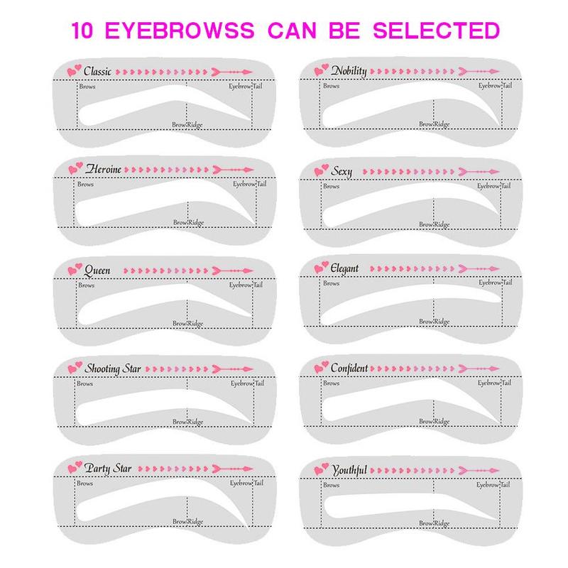 Waterproof Eyebrow Powder & Double Ended Eyebrow Brush & Eyebrow Tinted Eyebrow Stencil Set, 7 Counts set Eyebrow Makeup Tool with & 5 Eyebrow Stencil for Women, Makeup Products, Christmas Gift