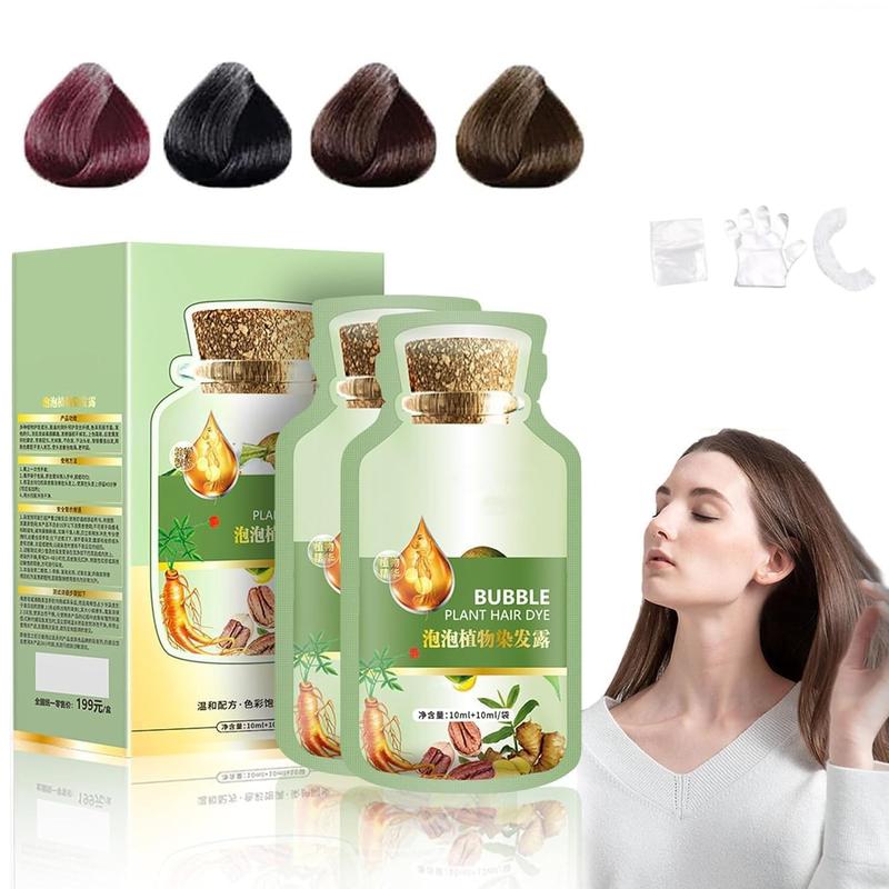 Natural Plant Hair Dye, New Botanical Bubble Hair Dye 20ml 10Packs Box for Grey Hair Color Bubble Dye, Color Conditioner Shampoo black hairdye swimmers malibu hair