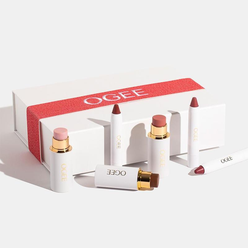 Ogee's Best-Selling Organic Makeup Essentials Kit - Skincare-Infused Facial Sticks and Tinted Lip Treatments