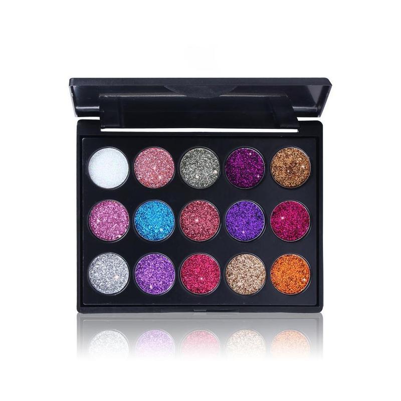 Random Color Eyeshadow Palette, 1 Count 15 Colors Glitter Eyeshadow Palette, Eye Shadow Powder Makeup Pallet