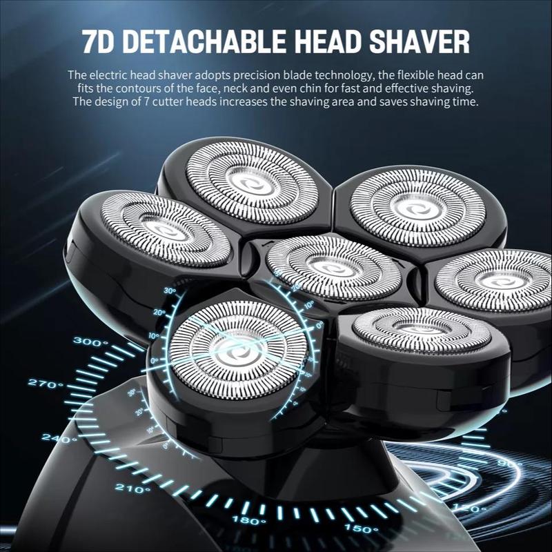 SEJOY 6-in-1 Multifunctional  7D Head Shavers for Bald Men Electric Razor with Nose Hair Trimmer Waterproof Mens Grooming Kit Stainless Steel