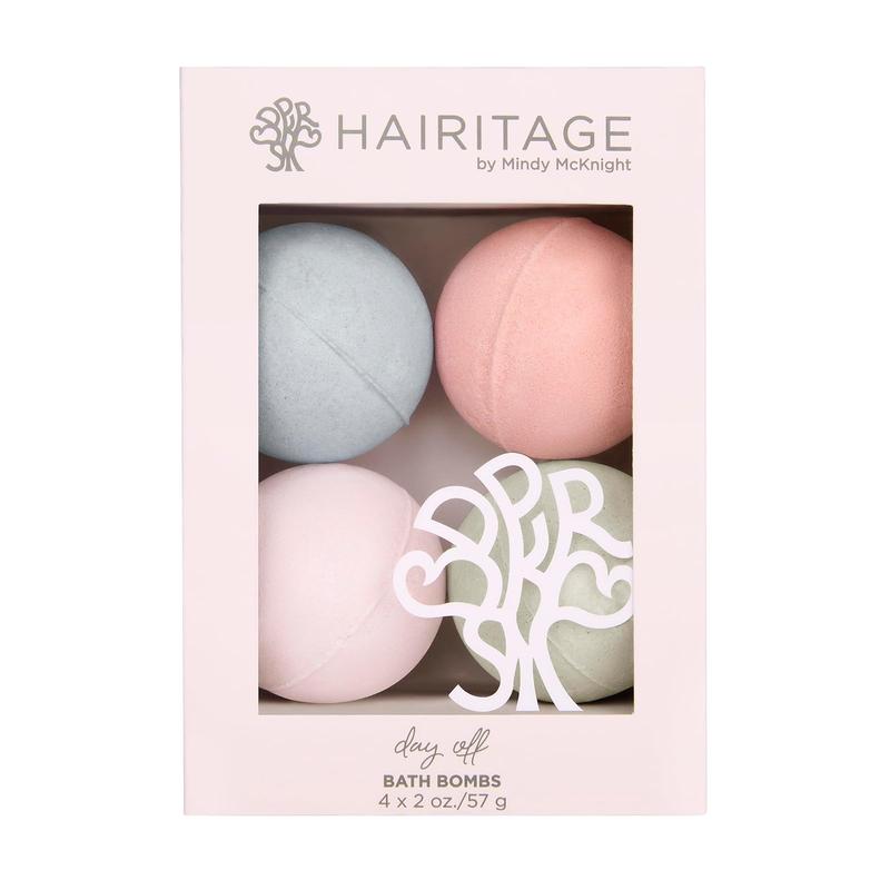 Hairitage Day Off Bath Bombs with Essential Oils for Spa Bath - Fizzy Bath Bombs for Spa Day - Amazing Gift for All Ages - Relaxing Gift for Men and Women (Assorted Pack of 4), 2 oz.