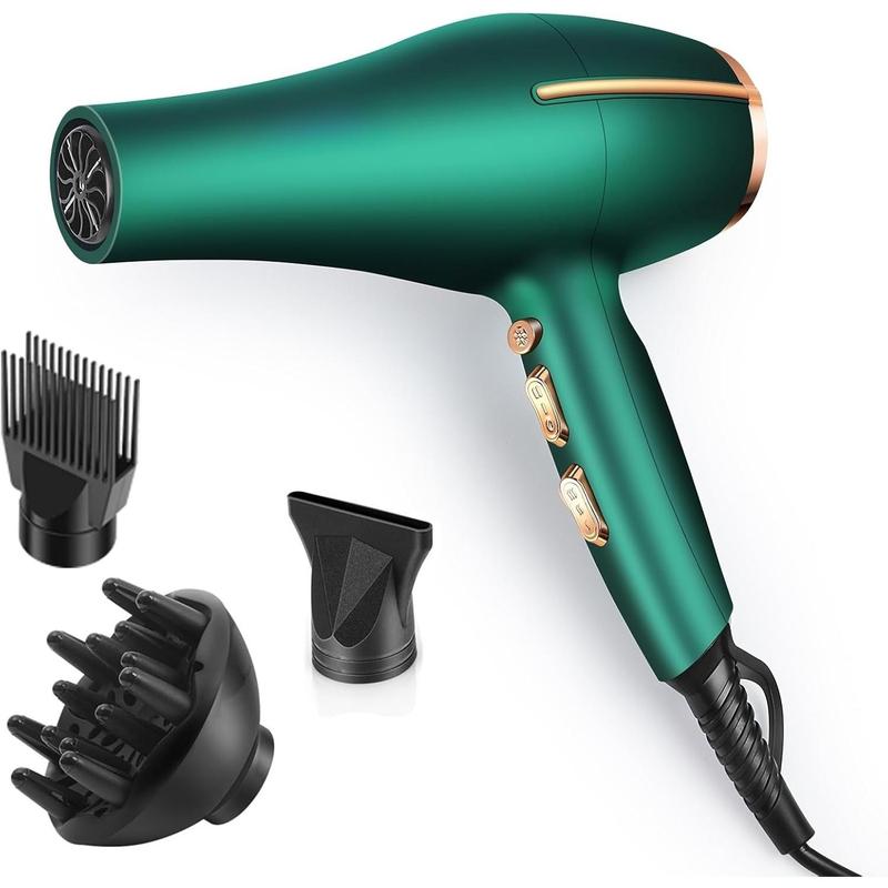 Pro Ionic Salon Hair Dryer, Blow Dryer, 2000 Watt with AC ,Quick Drying Hairdryers Diffuser Fast Dryer Lightweight  Soft Touch  -Green &