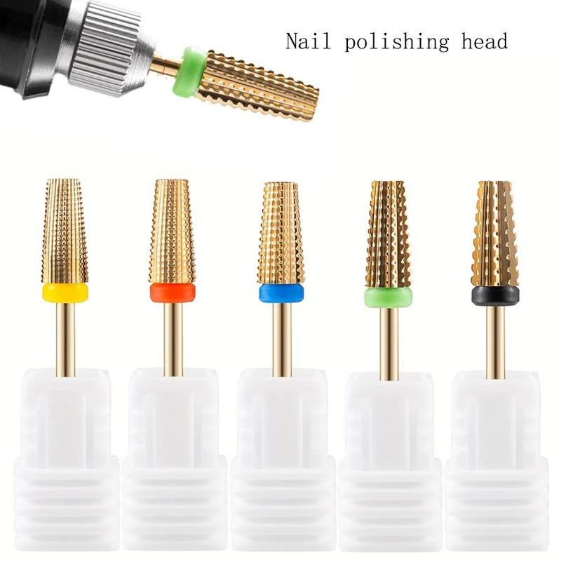 Nail Polishing Machine Head, 5 Counts set Hard & Anti-wear Nail Drill Bit for Nail Glue Removal, Dead Skin Polishing Tools for Manicure & Pedicure