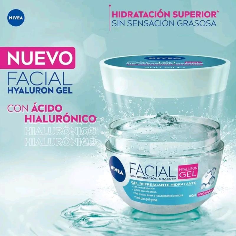 Nivea Facial  with Hyaluron Gel  --Nivea Cuidado Facial con  Acido Hialuronico- Gel Facial Refrescante (100 ML)