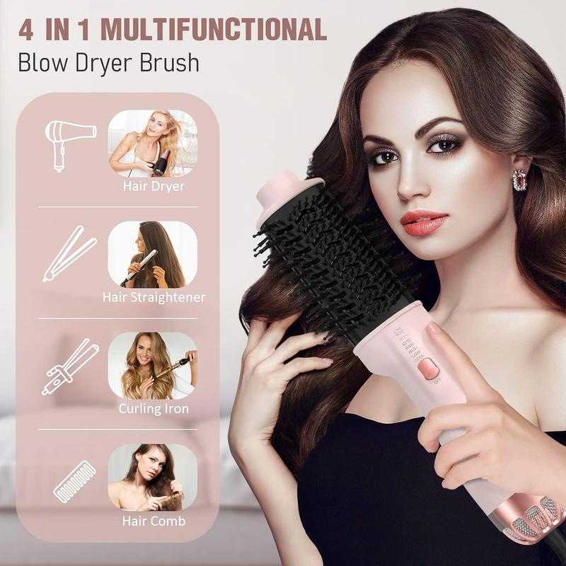 One Step Hair Dryer Brush and Styler Volumizer, Multifunctional 4 in 1 Ceramic Tourmaline Negative Ion Hot Air Styling Brush, Professional Salon Blow Dryer Brush for Drying Curling