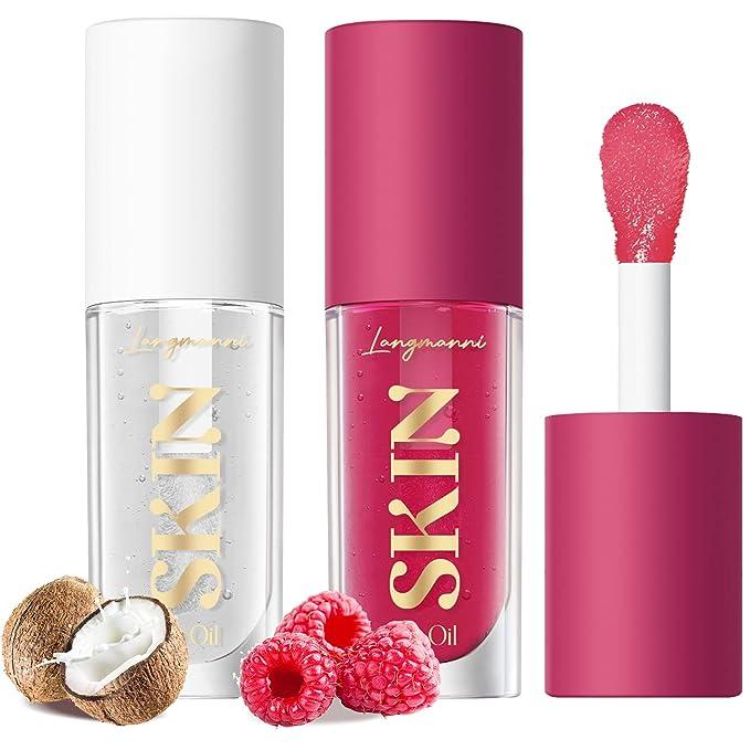 LANGMANNI Moisturizing Lip Oil,No-Sticky Lip Gloss Lip Balm Lip Care,Fruit Flavoured Lip Oil For Dry Lip's Moisturizing Hydrating And Nourishing ((Cherry))