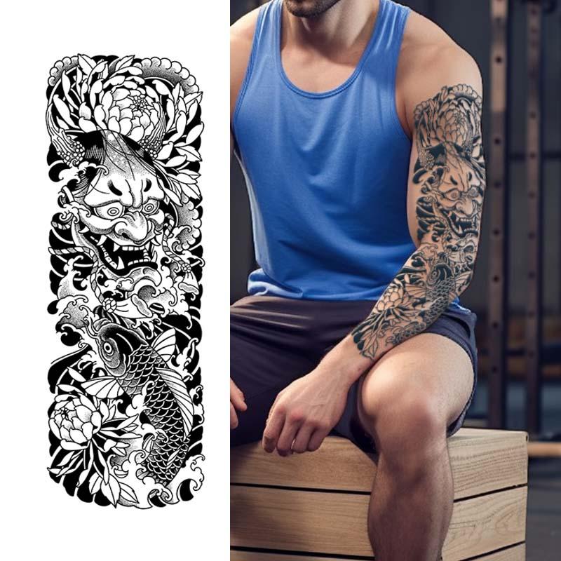 Long Lasting Temporary Tattoo Sticker, Dragon & Flower Pattern Tattoo Sticker For Men & Women