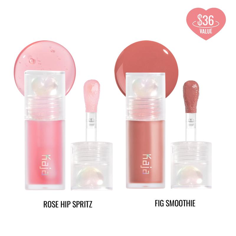 KAJA - Juicy Glass Lip Oil Duo - Instant Hydrating, Plumping & Shine Apple Applicator