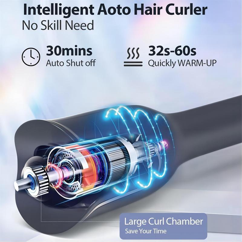 Automatic Curler, Ceramic Rotary Curler with 6 Temperatures and Timers, Portable Rechargeable Curler, Automatic Power Off, Fast Heating Styling Iron