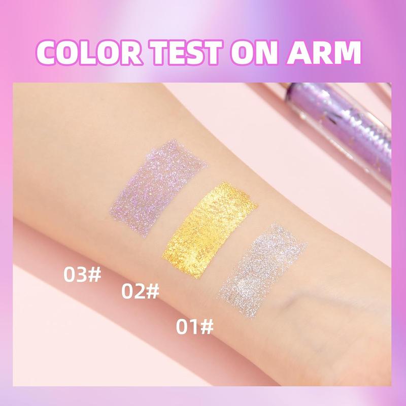 3PCS Glitter Mascara Eyeshadow, Lengthening Volumizing Colorful Mascara, Sparkling Diamonds Silver Diamond Mascara, Waterproof Colorful Lashes for Eyelashes,Party Wedding