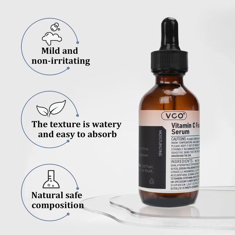 VGO Vitamin C Facial Serum Essence, 30ml   60ml  Skincare Face Serum, Moisturizer Gentle Serum Vitamina CMoisturizing cream  deep hydration easily absorbed winter Moisturizer dry skin Reduce wrinkles brightening serum even skin tone oil control serum