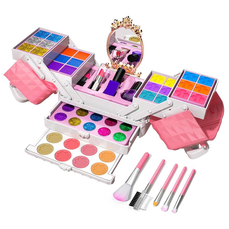 Christmas Gift Makeup Kit - 52 PCs pretend makeup, toys washable make up, non toxic cosmetic for little, princess birthday gift