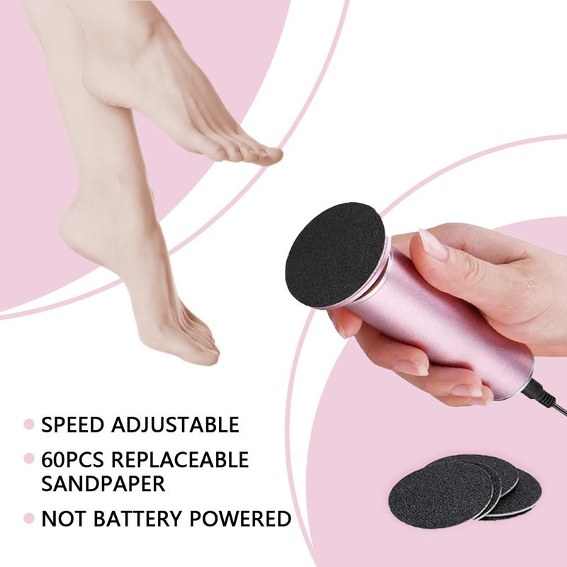 GGV Electric Foot File. Dead Skin Remover for Feet with 60 Replaceable Sandpaper Pieces, Callus Removal Tool for Feet, Small Nail Care Pedicure Tool   Toe File   Gift for Parents Compact Lightweight