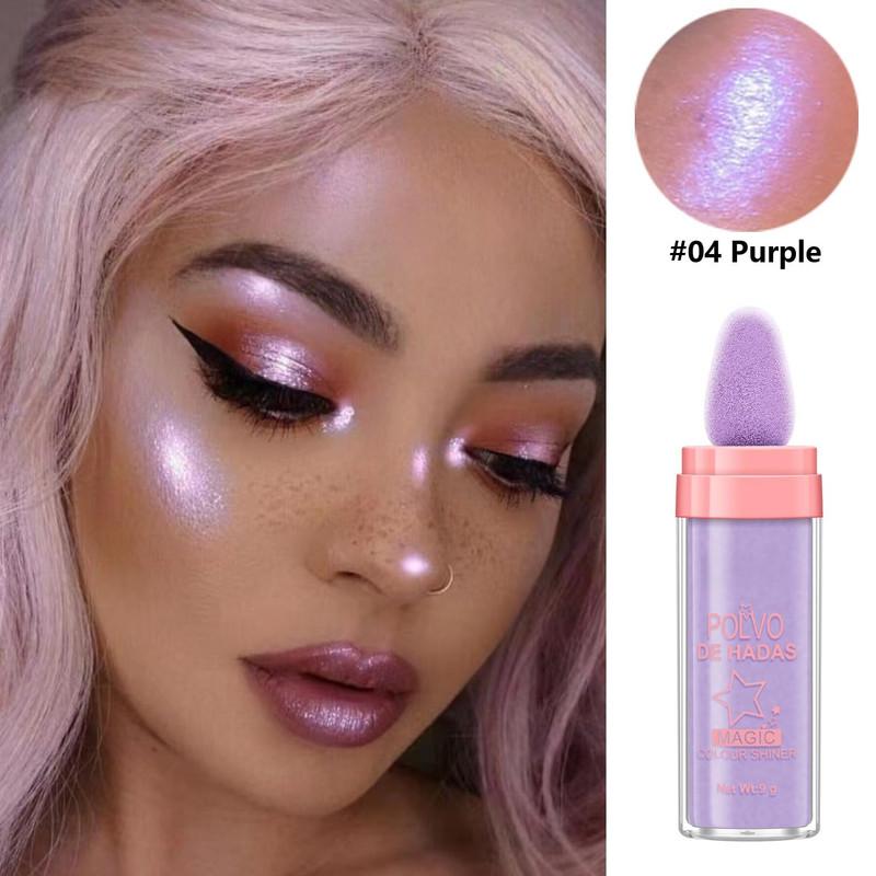 4 Color Polvo De Hadas Fairy Dust Highlight Patting Powder - Full Body Contouring and Clavicle Pearlescent Patting Powder for Face and Eye, Halloween Sparkling Body Glitter Powder (4 Pack),Summer Gifts，Body Highlighting Cosmetic