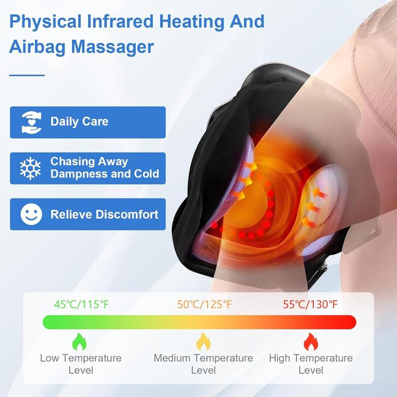 JOYYE Knee Massager, Heat and Vibration, Adjustable Temperature, with Clear LED Screen, Portable Rechargeable Massager for Knee Discomfort, Muscle Relaxation Gift Cordless