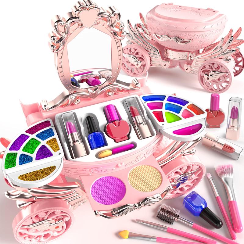 Christmas Gift Makeup Kit - 52 PCs pretend makeup, toys washable make up, non toxic cosmetic for little, princess birthday gift