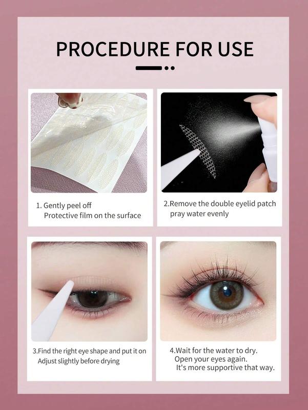 MoFaMeiRen 624pcs Double Eyelid Tape, Invisible Eyelid Tape Lifting Strips & 25ml Spray Bottle, Net Lace Eyelid Stickers, Water-Activated Eyelid Tool For Natural, Traceless, Strong & Long-Lasting Flesh-Coloured Double Eyelids