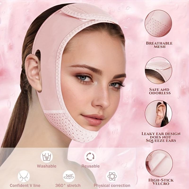 Reusable V-lift Face Band, Breathable Chin & Contour Cooling Band for Skin Tightening & Smoothing, Face Slimming & Firming Sleep Band, Christmas Gift