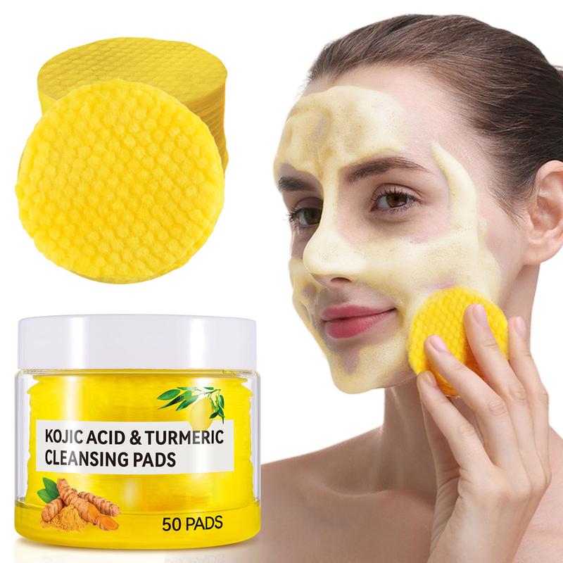 Kojic Acid & Turmeric Cleansing Pads - Exfoliating Summer Facial Pads for All Skin Types, Unisex