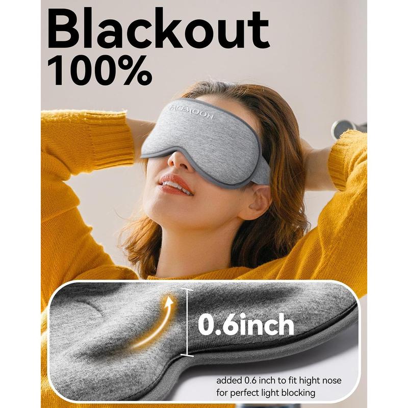 Weighted Eye Mask for Sleeping - Blackout Sleep Mask for Women Men, Lash Extension Eye Covers, Memory Foam, 3D Contoured, Blindfold for Travel, Airplane, Meditation(Gray)