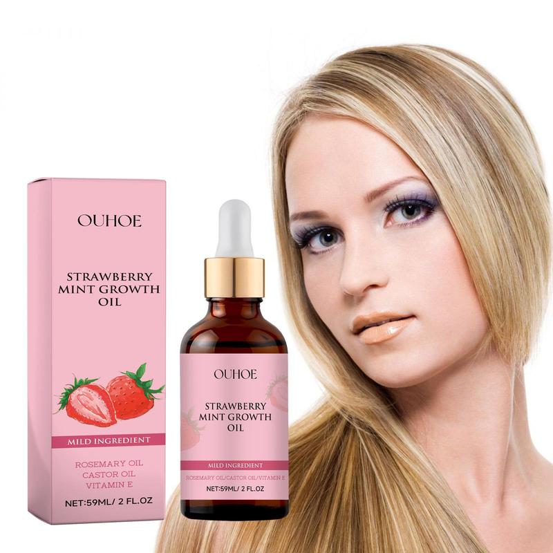 Strawberry Mint Hair Oil, 2 Counts set Natural Hair Care Oil, Moisturizing Hair Oil for Dry & Damaged Hair, Hair Care Product for Women & Men