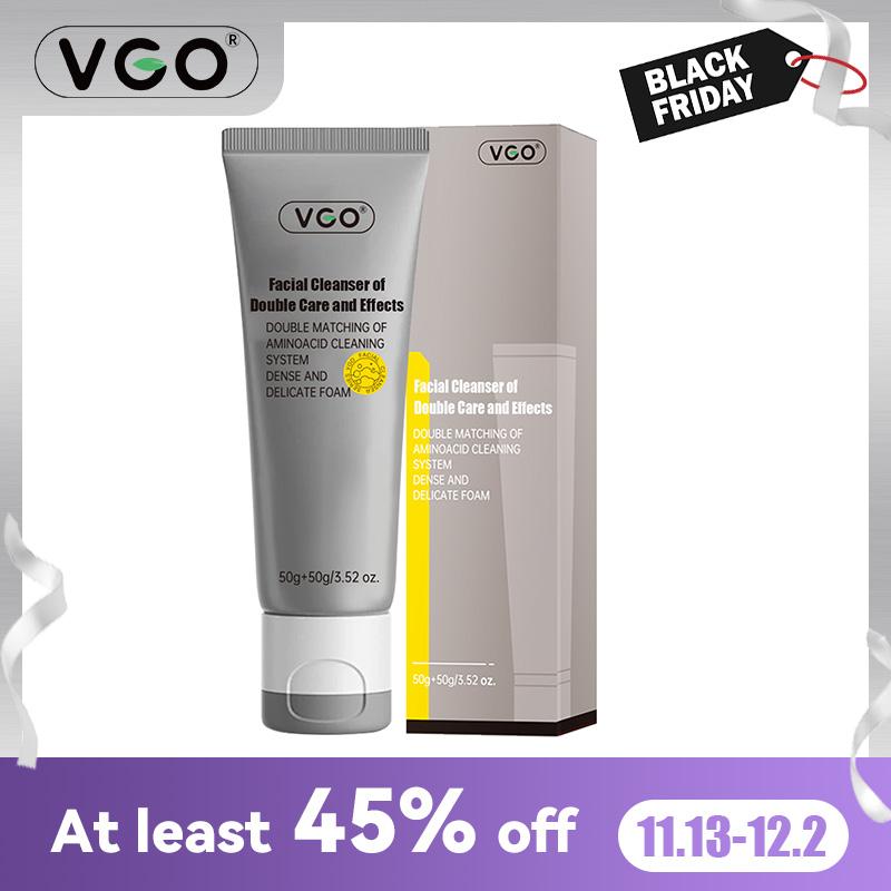 VGO Facial Cleanser of Double Care and Effets 50g All types of skins Cleanse and moisturize-A Cleansing Skincare Gentle Charcoal Coconut Daily Foam Hydrating