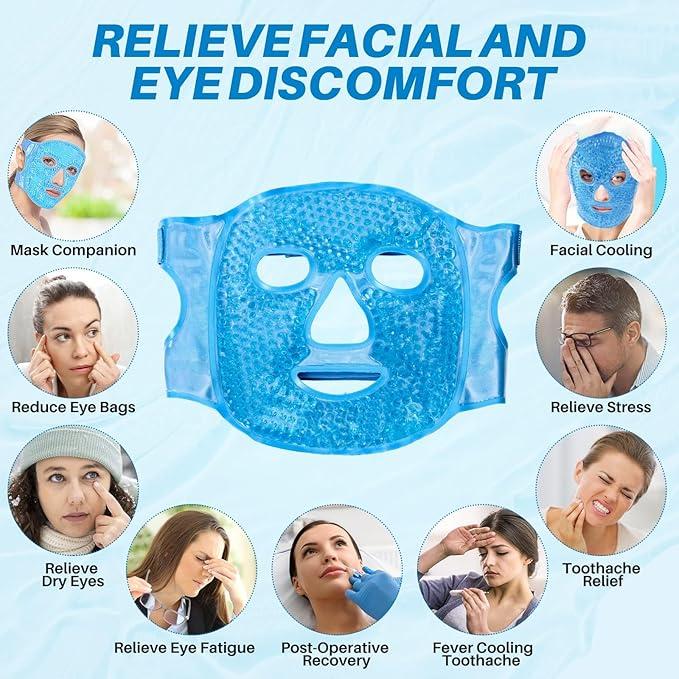 Ice Pack Cold Face Eye Masks Reduce Face Puff, Dark Circles, Reusable Cold Hot Gel Face Eye Mask, Suitable for Women Facial SPA, Ice Face Mask for Sleeping, Headaches