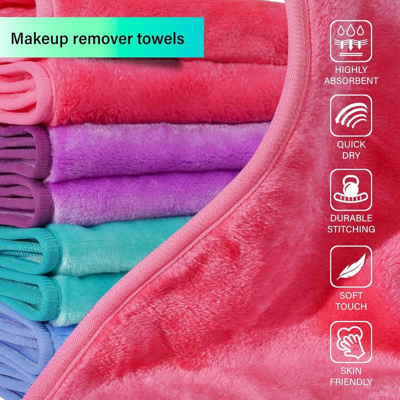 Makeup Remover Cloths, 8 Packs Makeup Remover Towels Reusable Face Wash Cloth, Soft Makeup Remover Microfiber Face Cloth for Women