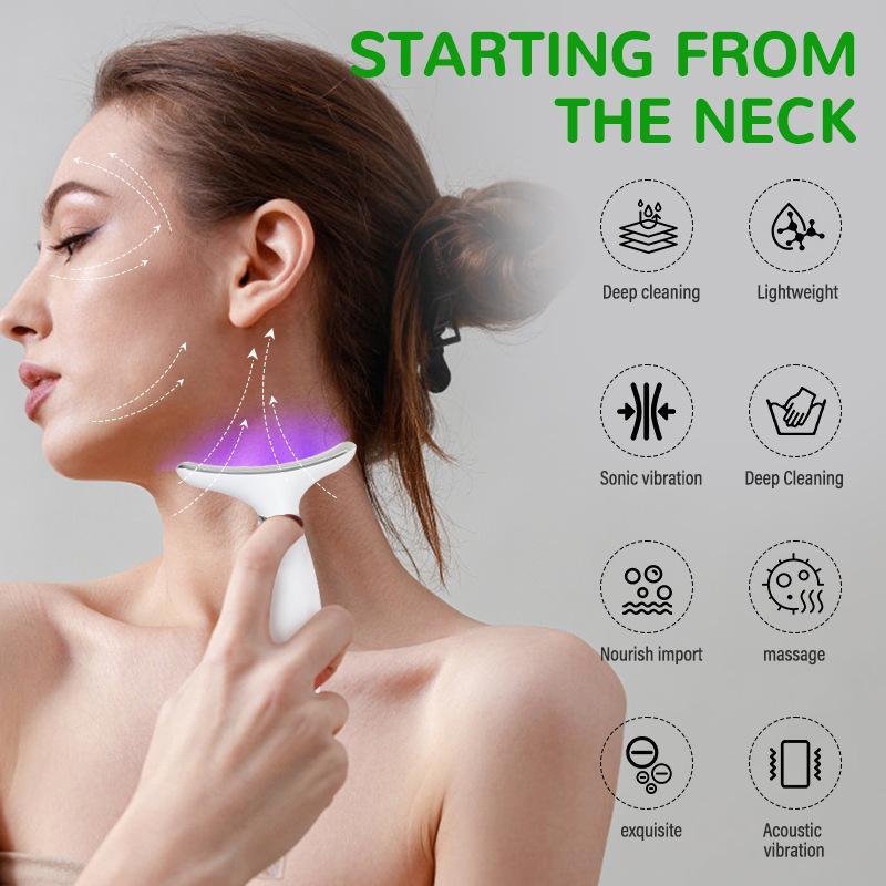 Facial & Neck Massager, 1 Box 7 Color Light Neck Firming & Lifting Beauty Instrument, High-frequency Vibration Massager, Skin Care Instrument for Women