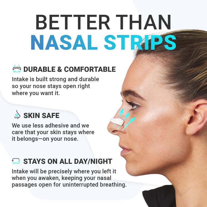 Intake Breathing Nasal Strip Starter Kit (30 Count, Black) - Boost Oxygen Intake, Reduce Snoring, Improve Sleep Quality - Sweat Resistant, Skin Safe Nasal Strips - Extra Strength Snoring Solution