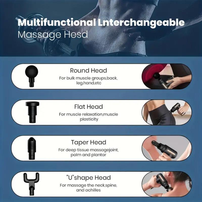 Portable Mini Muscle Massager with 4 Massage Head, Rechargeable Percussive Massager, Lightweight Tissue Handheld Body Back Muscle Massager