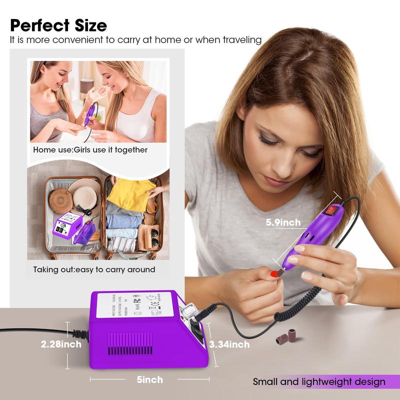 Professional Electric Nail Drill Machine Nails File Electric Nail Drill Kit Low Noise Vibration with 156pcs Sanding Bands for Acrylic Nail Drill Gel Art Remover Polisher Manicure Pedicure