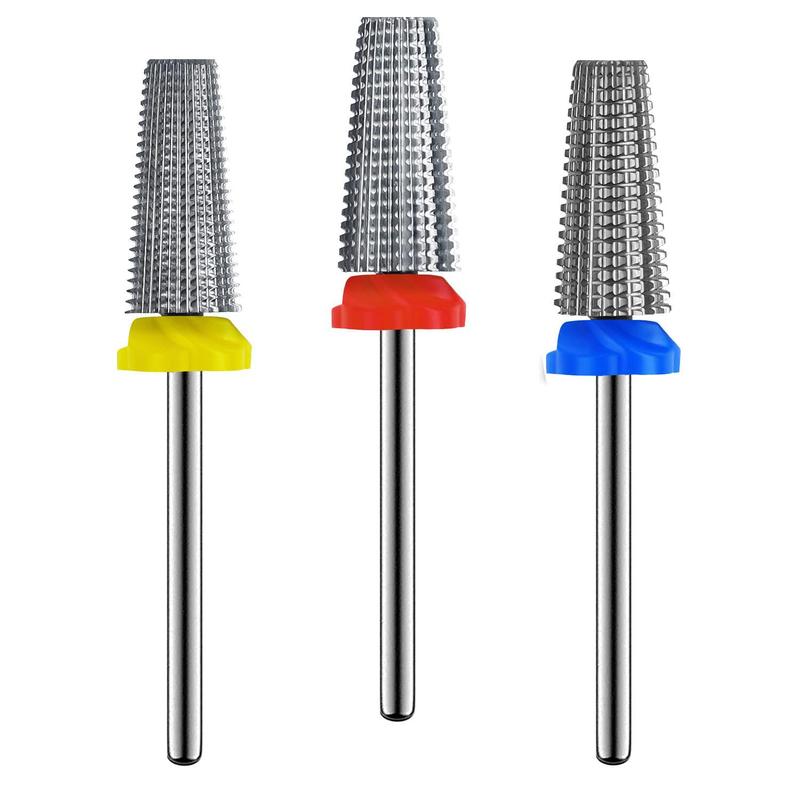 5 in 1 Nail Drill Bit Set, 3 Counts Two Way Rotate Use for Both Left and Right Handed, Nail Drill Bit Set for Acrylic Nail Gel