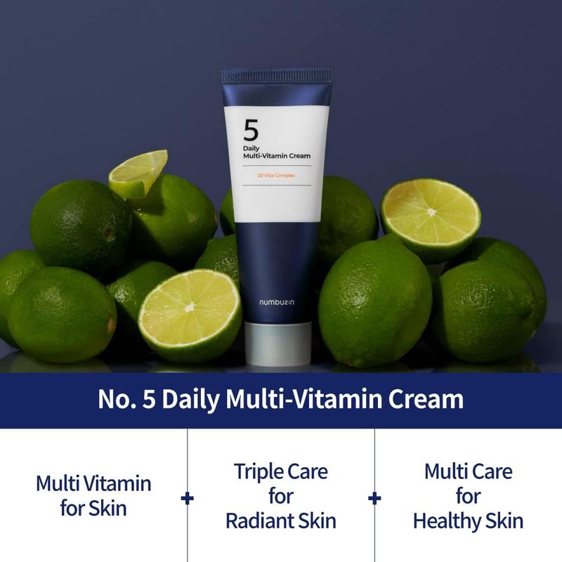 [Numbuzin] No.5 Daily Multi-Vitamin Cream 60ml, Vitamin C, Panthenol, Niacinamide, Non-Sticky Finish, Korean Skin Care for Face